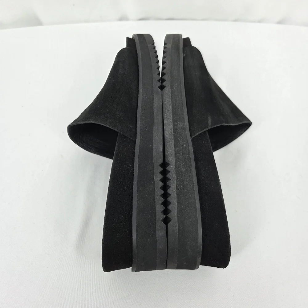 Eileen Fisher Touch Tumbled Nubuck Leather Flatform Sandal sz 9